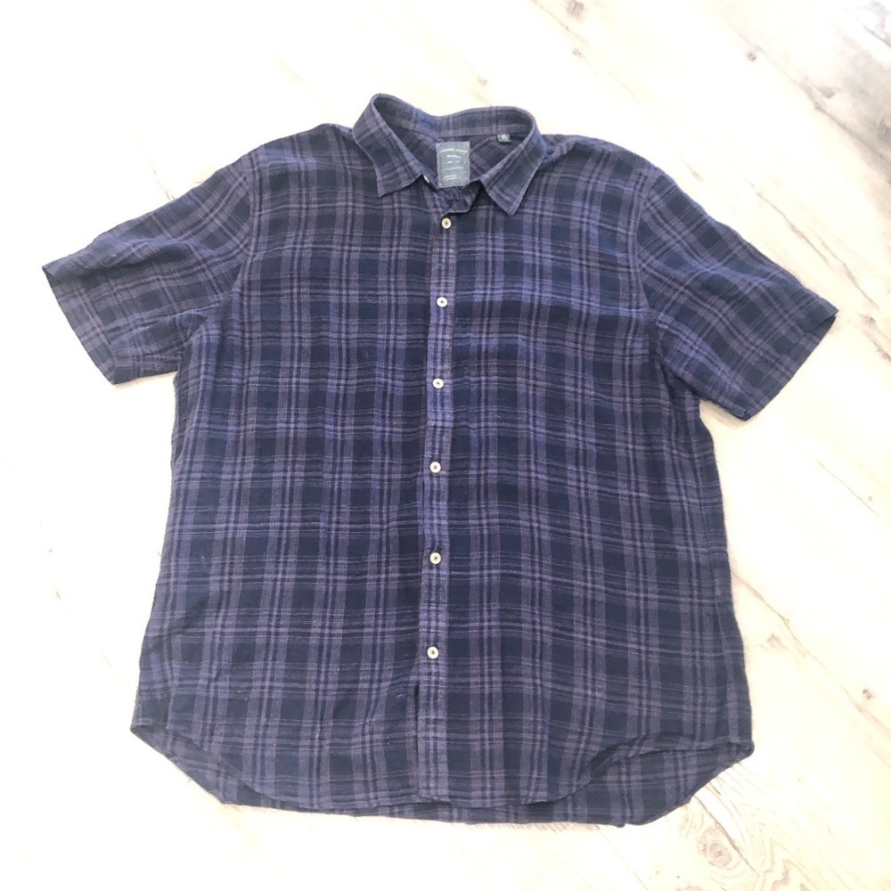 Cooper Jones Linen Short Sleeve Plaid Shirt XL